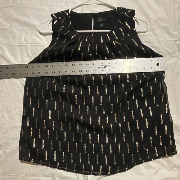 Worthington Women's M Blouse Black with Gold Metallic Corpcore Careerwear - EUC - Picture 5 of 9